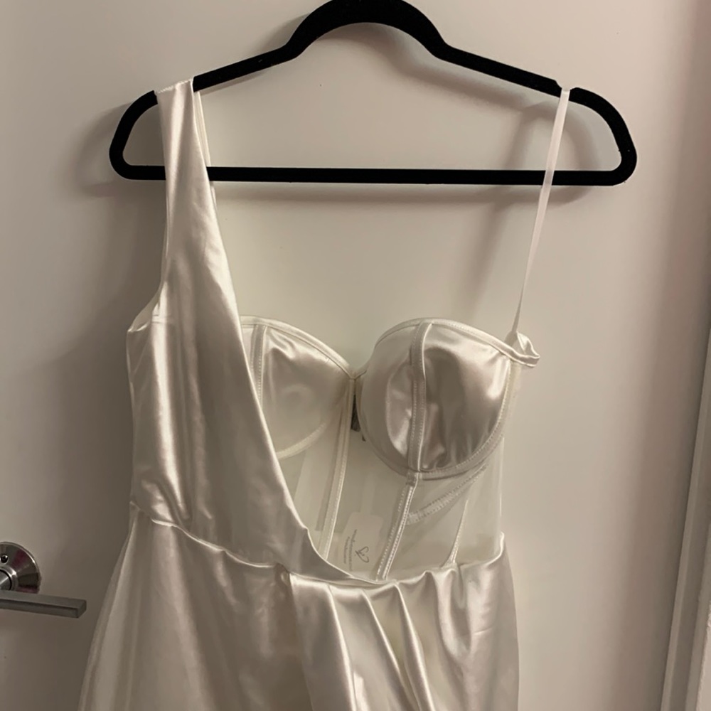 Windsor Formal One Shoulder Corset Dress (White) (Large) - Picture 1 of 4